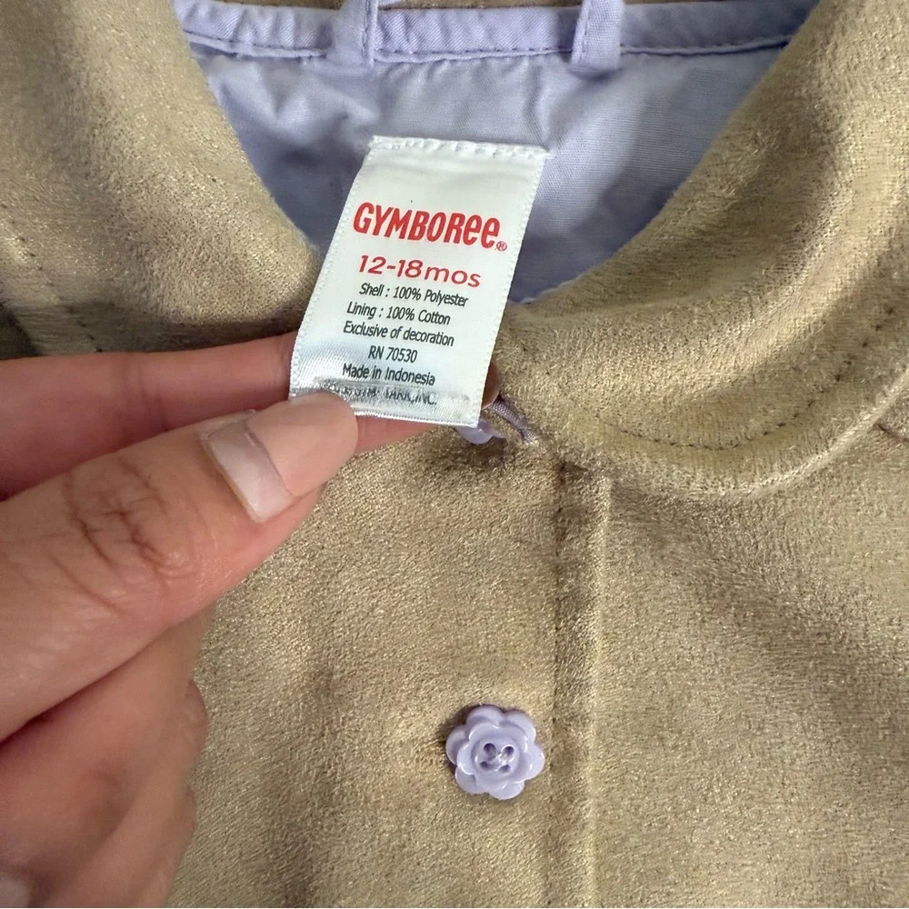 Gymboree 2009 Y2K Purple Floral Embroidered Suede Brown Jacket